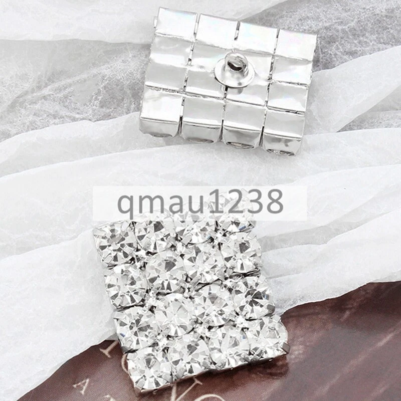 12MM-25MM Silver Metal Shank Buttons Rhinestones Sewing Crafts For Clothing Bag - Image 4 of 4