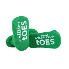 No-Slip Silly Socks for Babies, 3-12 Months - Christmas Design, Mistle Toes