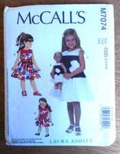 NEW McCall's Pattern M 7074 Girl's sz 2-5 Dress w Matching Dress for 18" Doll