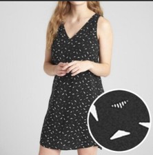 Gap Women’s Black Geometric Print Sleeveless Strappy Open Back V-Neck Dress M