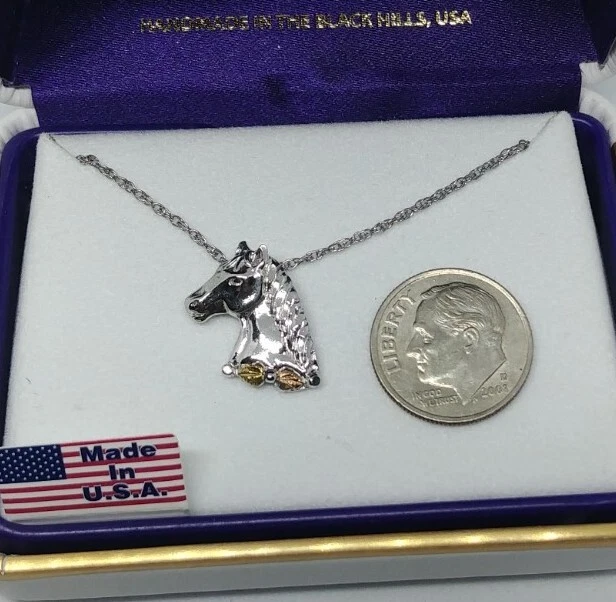 Colar Landstrom's Black Hills prata dourada cabeça de cavalo, estilo MRL03761 - Imagem 3 de 4