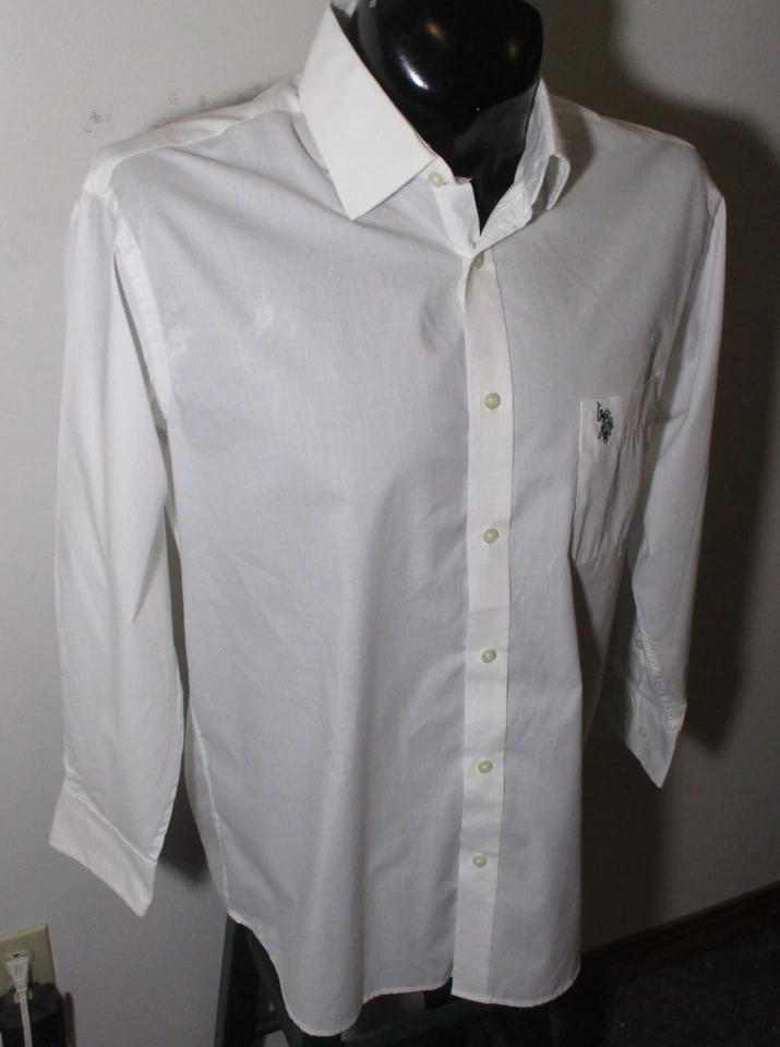 EE. UU. POLO ASSO. Camisa de vestir blanca manga larga talla 16/16,5/32-33 Foto 3 de 4