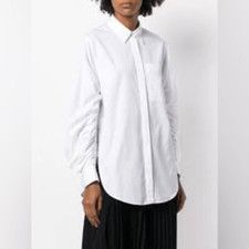 3.1 Phillip Lim Ruched Long Sleeve Denim Chambray Button Down Shirt Size 8