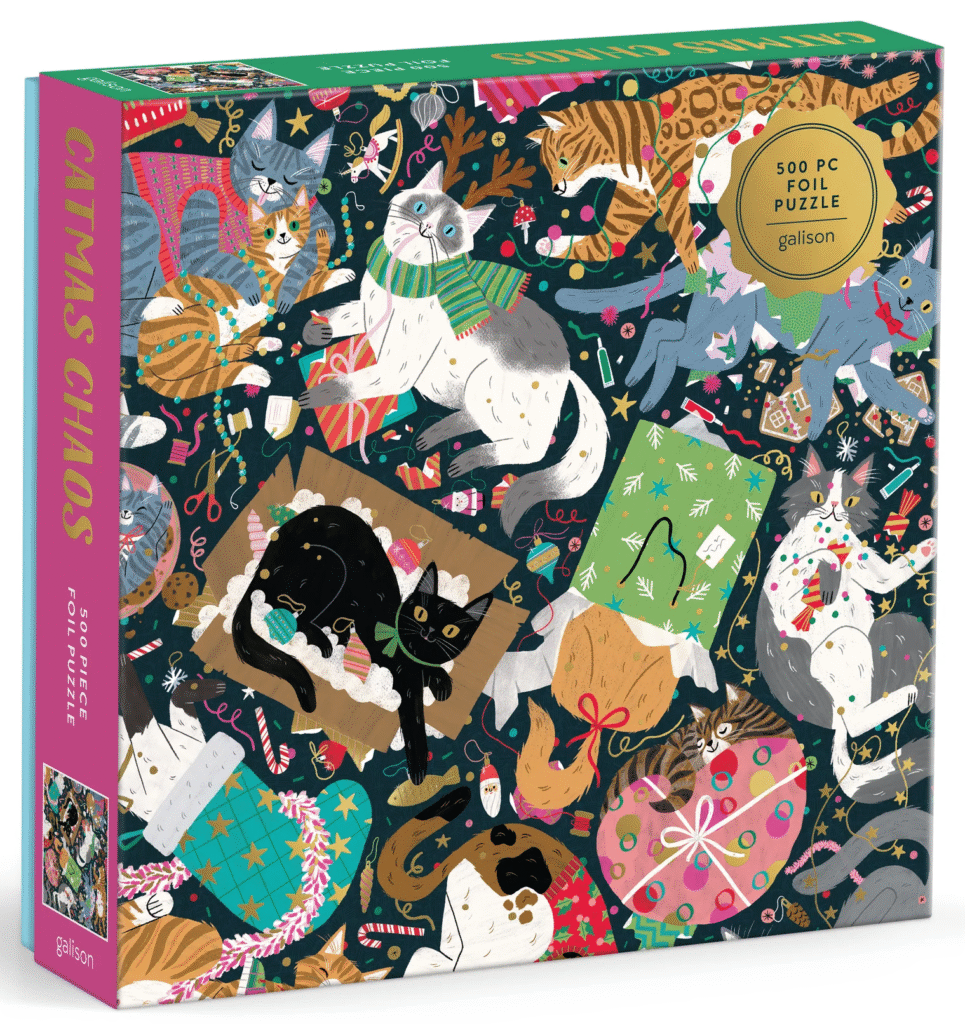 Galison Catmas Chaos 500 piece foil jigsaw puzzle