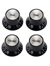 Electric Guitar Top Hat Knobs Speed Control Knobs 2 Volume 2 Tone Black