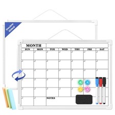Monthly Whiteboard Calendar for Wall, Small 16" x 12" Dry Erase Board with Pl...