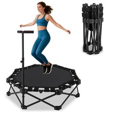 50" Foldable Trampoline With Adjustable T-Bar 330lbs Capacity Black