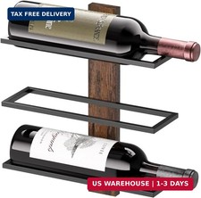Wall Mounted Wine Rack for 3 Bottles Wood Holder Kitchen Bar Display Shelf
