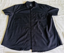 FLX Large Slim Black Urban Commuter Short Sleeve Button Up Mens Shirt