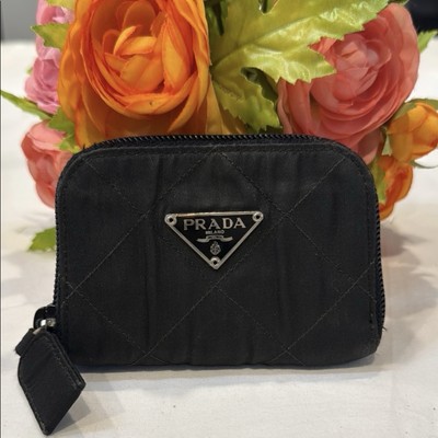 Authentic Prada Black Quilted Card Wallet