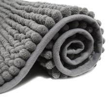 Small Bathroom Rug 15x19 Inch Non Slip Super Absorbent Quick Dry Chenille Grey
