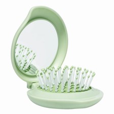 Green Hair Brush with Mirror Compact Mirror Mini Hair Brush Set Folding