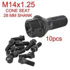 10x Black 14x1.25 Wheel Lug Bolt 28mm Shank Fit BMW Mini F-Body G-Body All Rims