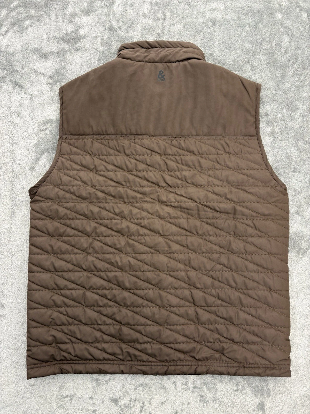 &Lore By Tahoe River Vest Mens Medium Brown Full Zip Primaloft Quilted Puffer image 2