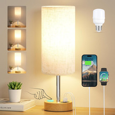 Bedside Lamps, Table Lamp for Living Room Bedroom, Touch Lamps Bedside with USB 