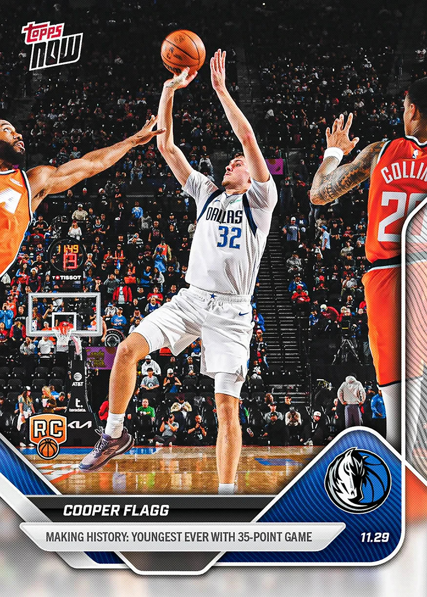 2025 TOPPS NOW NBA #67 COOPER FLAGG - YOUNGEST EVER WITH 35 POINT GAME