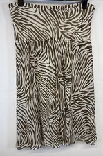 M S Skirt Brown Animal Print Chiffon Layered Floaty Midi UK 16