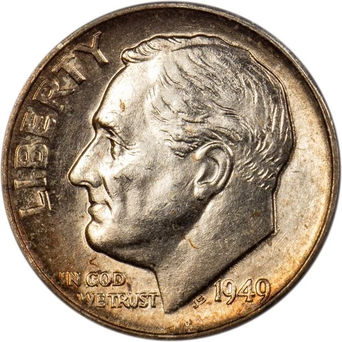 1949 Roosevelt Dime - Key Date - Light Album Toning - GEM BU!