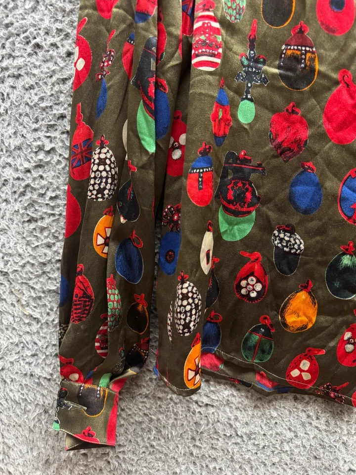 Blusa Emanuel Ungaro Parallele Paris Cuello Manga Larga Verde Mujer Talla 12 Foto 4 de 4