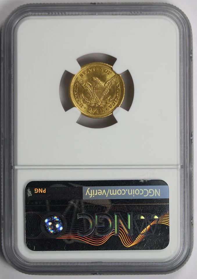 1904 Liberty Head Quarter Eagle Gold $2.5 MS 65 NGC - Image 2 of 4