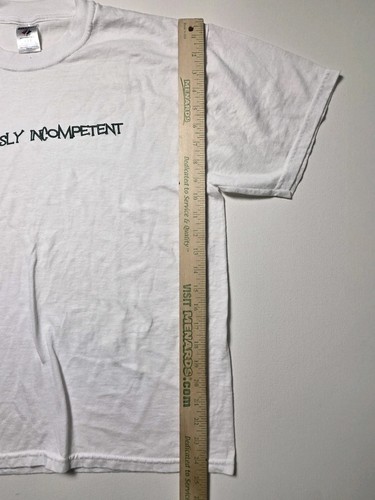 Men's Large Jerzees White Text Tee Shirt 50/50 Cotton Heavyweight Blend - Picture 4 of 5