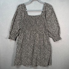 Madewell Womens Size Small Black & White Floral Smocked Midi Dress