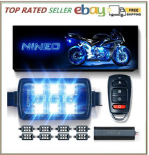 NINEO 8PCS Motorcycle LED Light Kit, RGB Underglow Lights with Brake Light Fi...