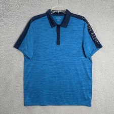 Calvin Klein Polo Shirt Mens Large Blue Heather Regular Fit Short Sleeve Casual