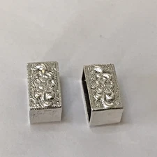 925 Sterling Silver .8” Western Floral Ranger Belt Keepers 14.8gm (SS3)