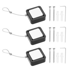 3Set 6.6ft Retractable Remote Tether Remote Cable Lock Black Rope Locks