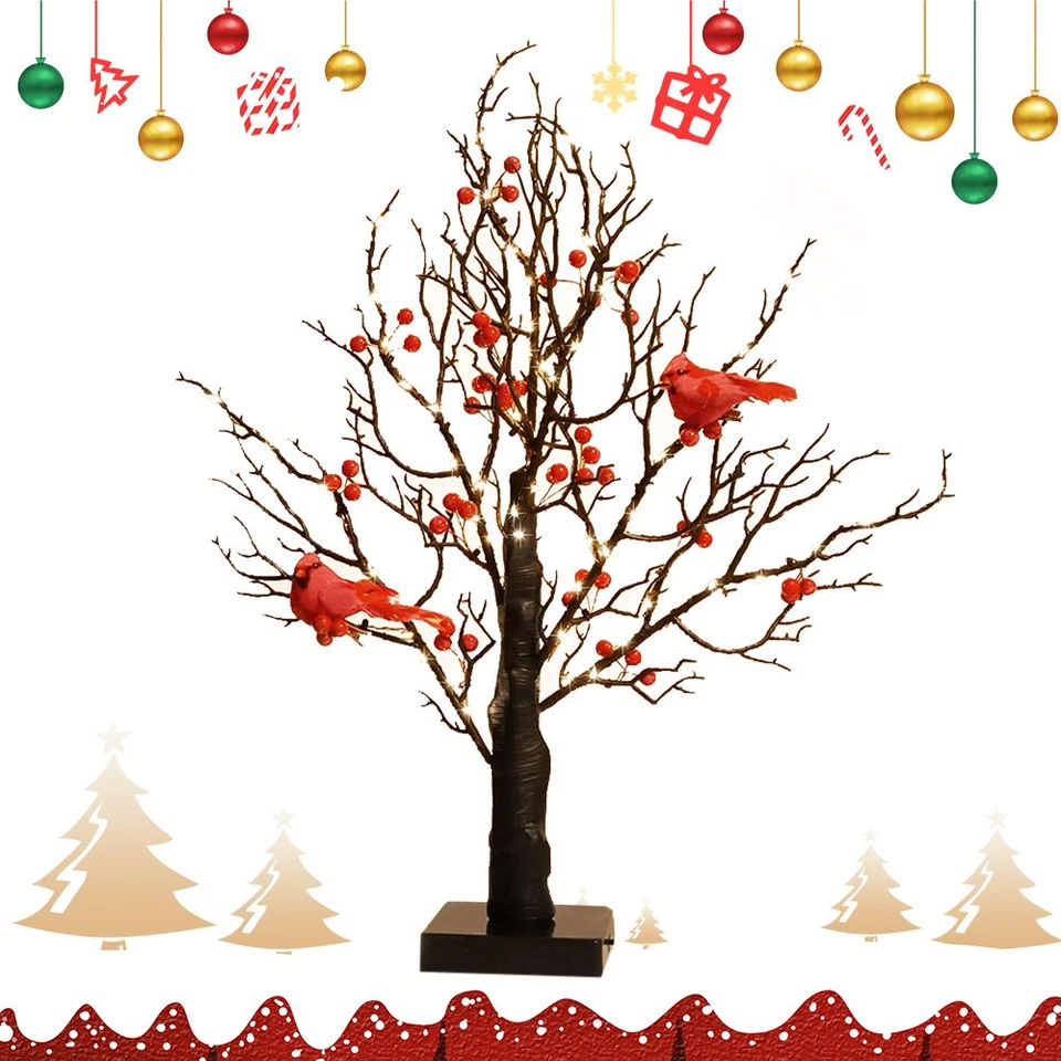 Vintage Glowing Tree With Cardinals Trees With Cardinals Little Red Bird Trees - Image 3 of 4