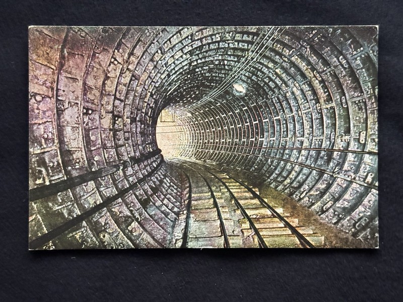 1910 Hudson River Tunnel Curve, Subway, New York City, New York Postcard Trains
