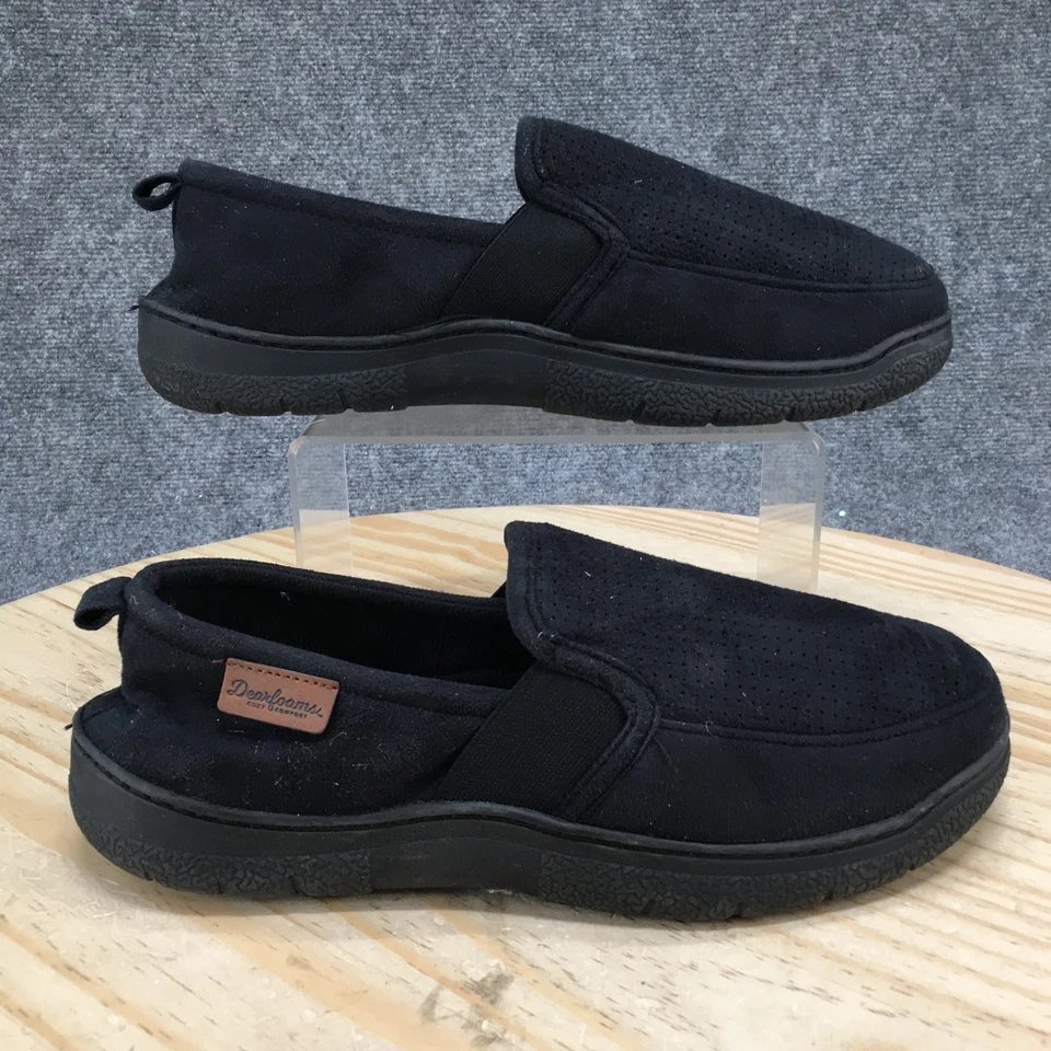 Zapatillas Dearfoams para Hombres 9-10 Sin Cordones Negras Informales Cómodas Punta Redonda Parte Superior Baja Planas Foto 2 de 4