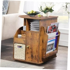  Rotating End Table with Storage, Rotating Side Table Living Room, Side Table 