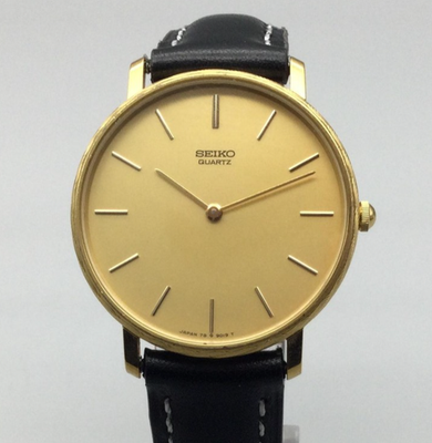 Vintage Seiko Dress Watch Mens 33mm Gold Tone 7800-9029 Leather