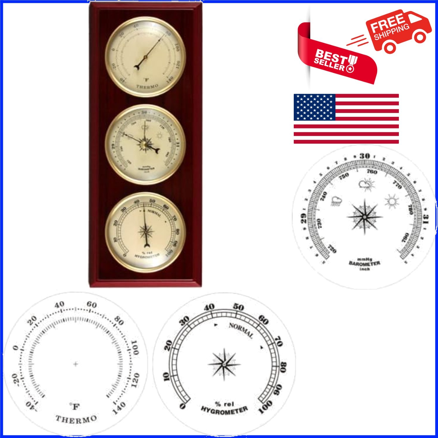 : Barometer, Hygrometer & Thermometer Combo