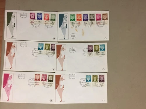 Six israel fdc with 22 color ARM stamps