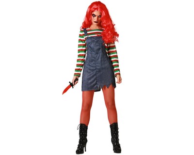 Atosa Costume Doll Striped T-Shirt, Broken Cowboy Style Child and Spooky Image M
