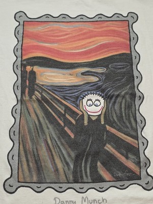Vintage 90s Danny First The Scream Art Parody T-Shirt Size S White Blemishes 
