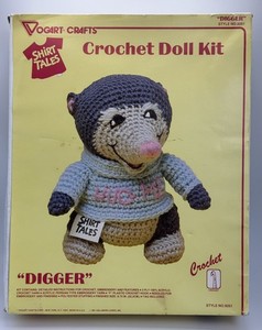 Vintage Vogart Crafts Shirt Tales DIGGER Crochet Doll Kit Hallmark Style 9251