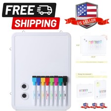 Dry Erase Board, 12.5" x 9.5" with 8 Dry Erase Markers and 2 Board Magnets, S...
