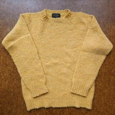 BEAMS Plus Made in Scotland Shetland Shaggy Dog Seamless Sweater Gold Small