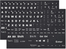 2PCS English Keyboard Stickers Replacement Letters, Full Size Big Letter QWERTY