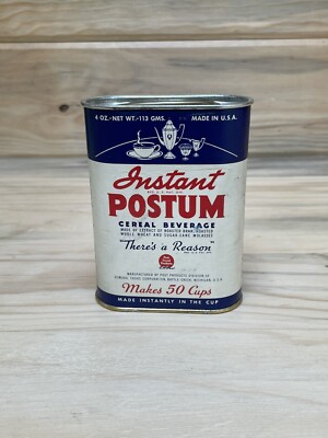 VINTAGE 1938 POST FOOD PRODUCTS INSTANT POSTUM 4 OZ. MAKES 50 CUPS