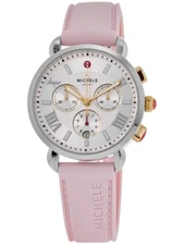 Michele Sport Quartz Silver Dial Pink Silicone Belt Women's Watch MWW01P000023