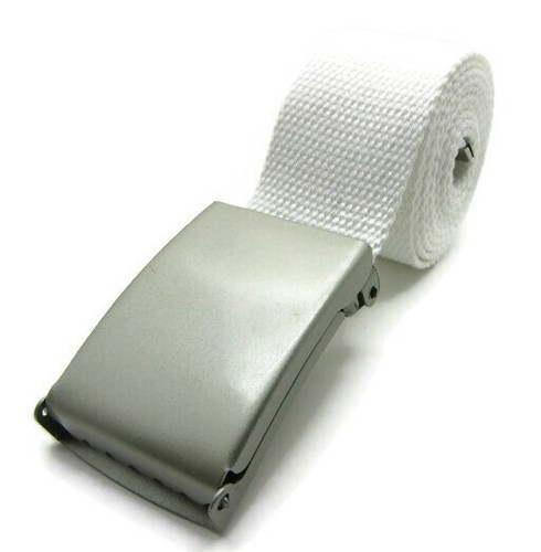 Unisex High Quality Canvas Fabric Webbing Belt Brushed Silver Buckle Army Style - Picture 61 of 275