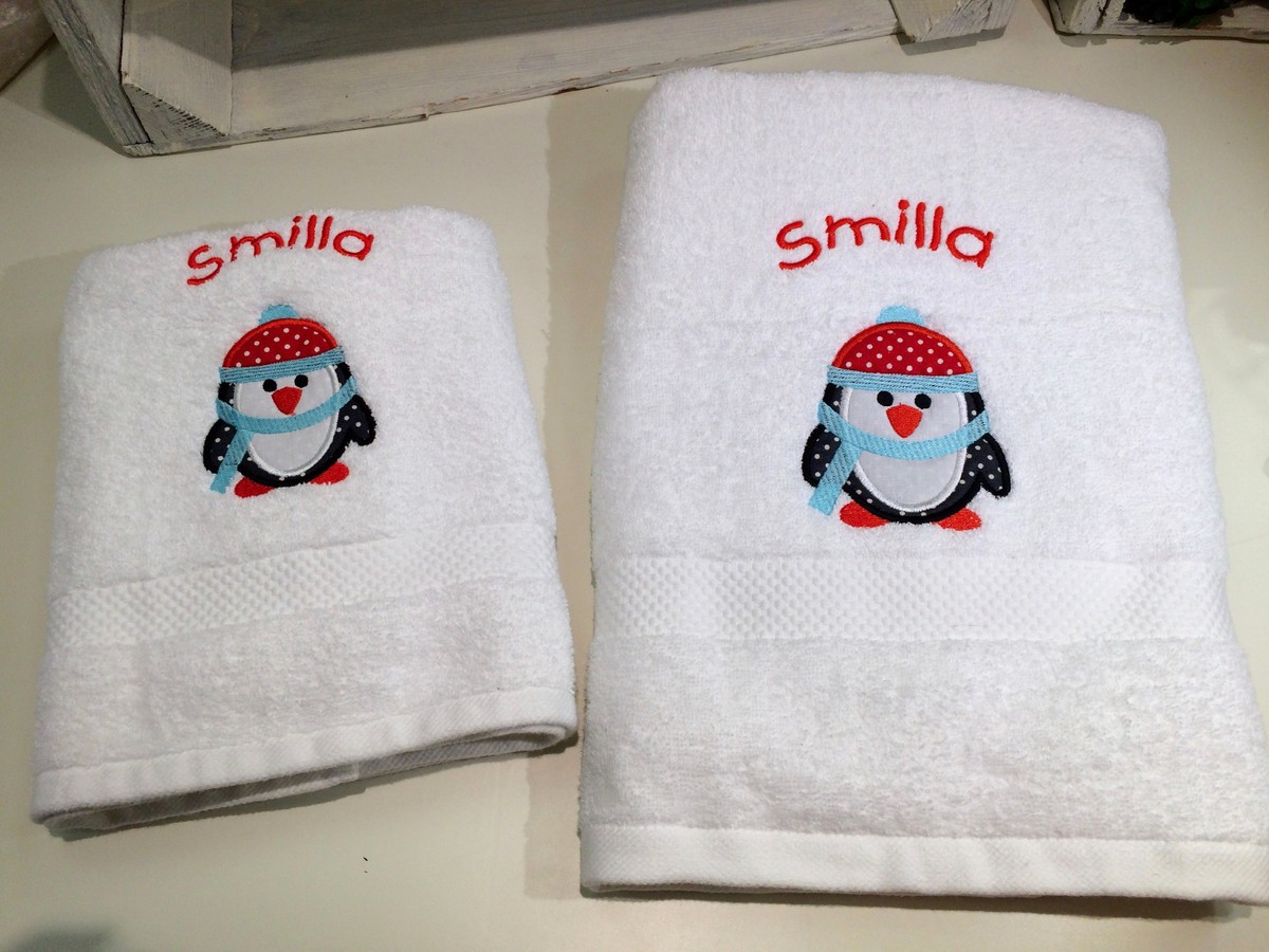 personalisiertes Duschtuch/Handtuch/Gästetuch Pinguin für Kinder