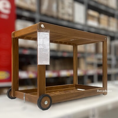 Ikea BRÖGGAN Serving cart, outdoor, acacia light brown stained, 32 5/8'' x 22 ½ ''