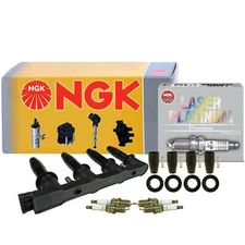 NGK COP Ignition Coil 4 Boots 4 Laser Platinum Spark Plugs Kit For Chevy Pontiac