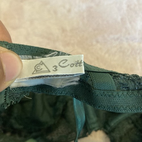 Cotton Club Vintage Emerald Green Size 36C Floral Lace Underwire Bra - Picture 10 of 11